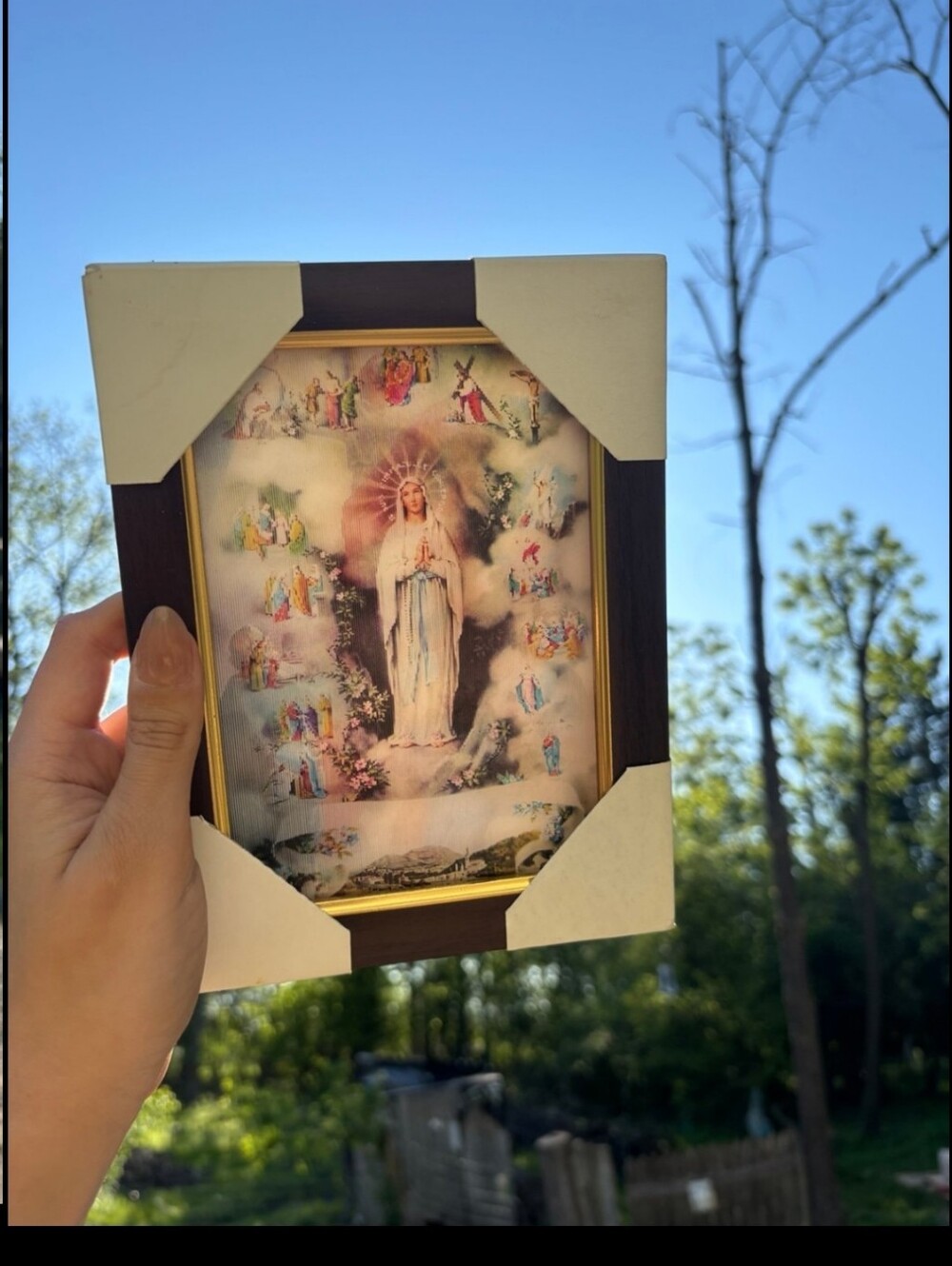 Religious framed Print Picture Jesus & Virgin Mary
